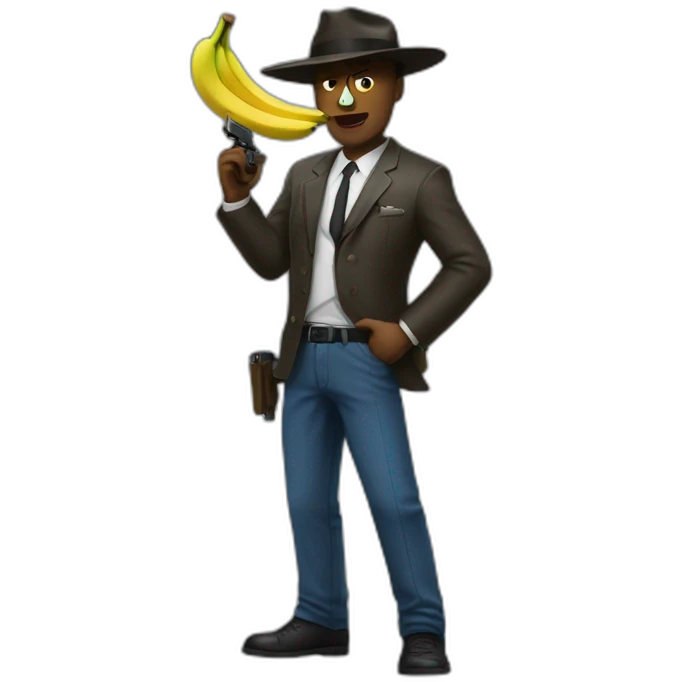 Un gangster qui a un pistolet banane emoji