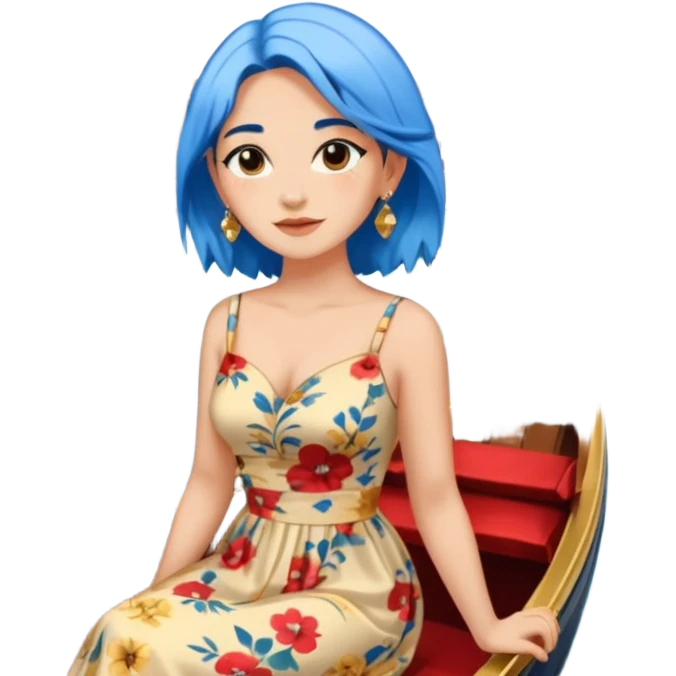 venice gondolier woman fat earring wearing blue hair emoji