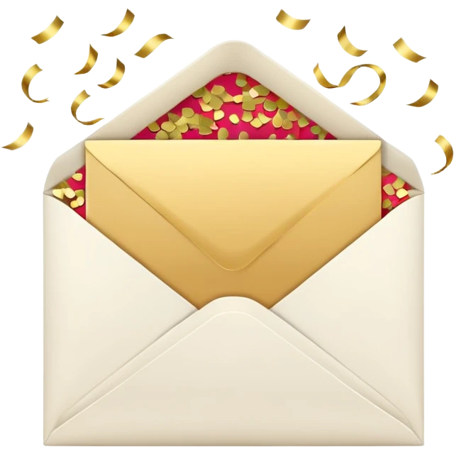 white envelope фтв gold confetti emoji