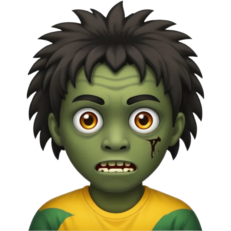 Faça um jovem zombie, com o cabelo de índio com a franja reta emoji