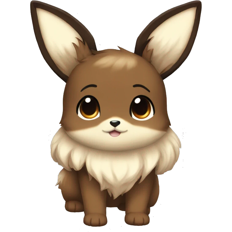 Kawaii Shiny Eevee with dark brown long emo hair covering her eyes Full Body emoji