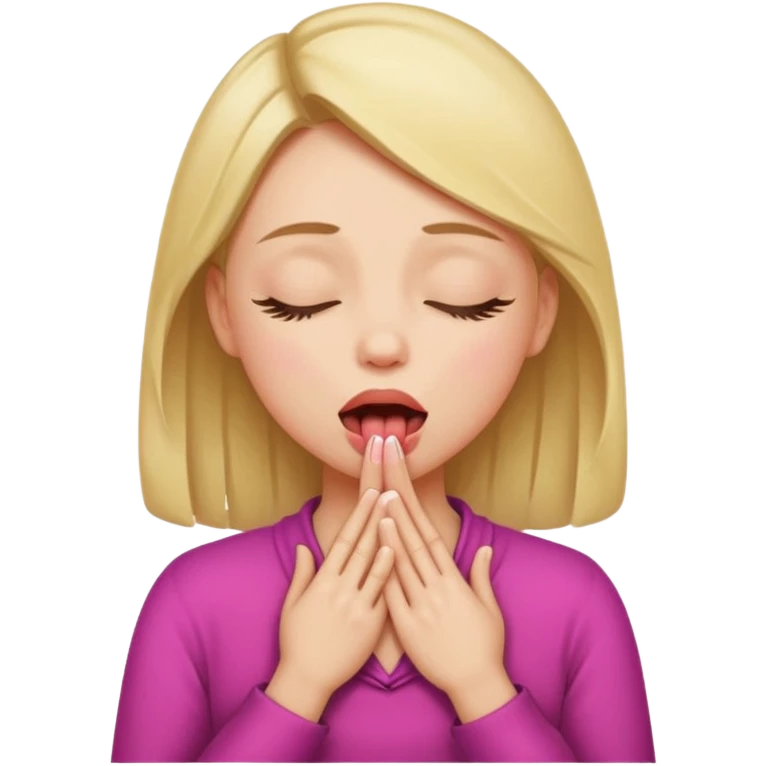 A girl sticking her tongue out and closed eyes with her hands around her neck emoji