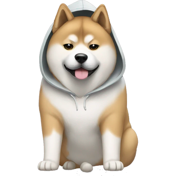 Akita wearing a hoodie emoji