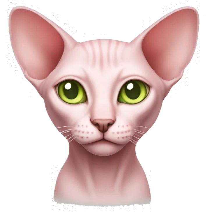 pink sphinx cat with light green eyes emoji