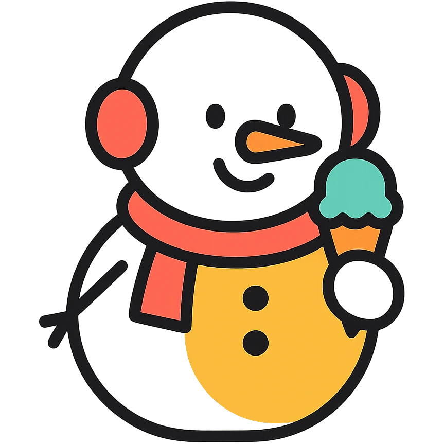 snowman eating ice cream emoji