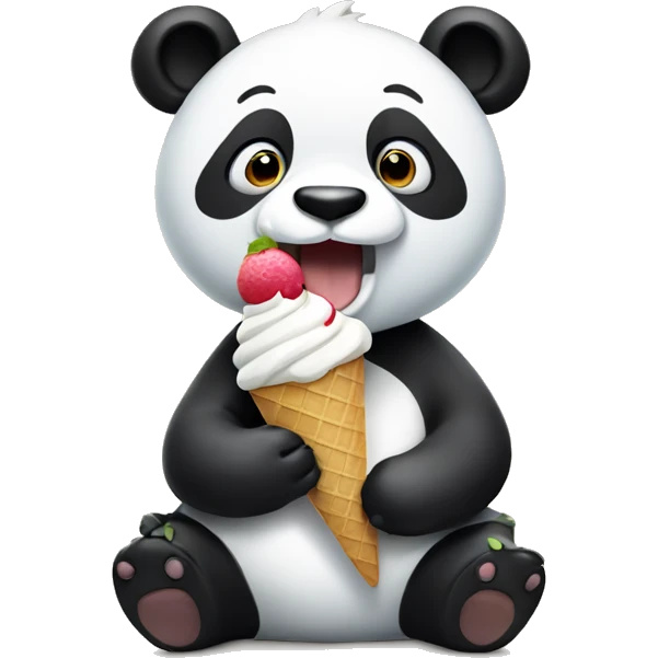Panda eating ice cream emoji