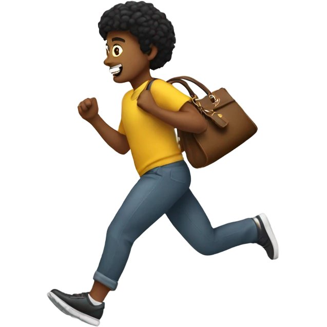 me running with a purse emoji
