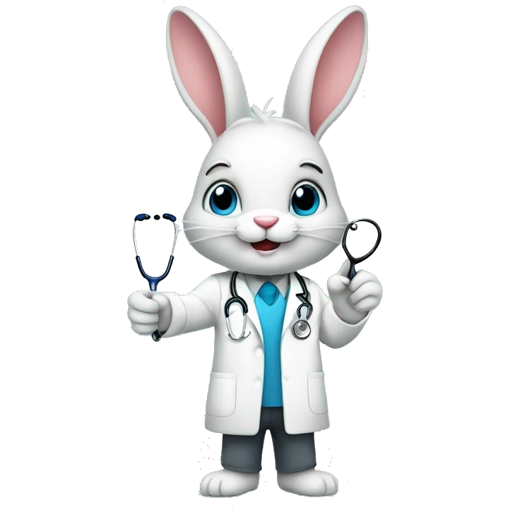 Doctor bunny with stethoscope and pointing forward emoji