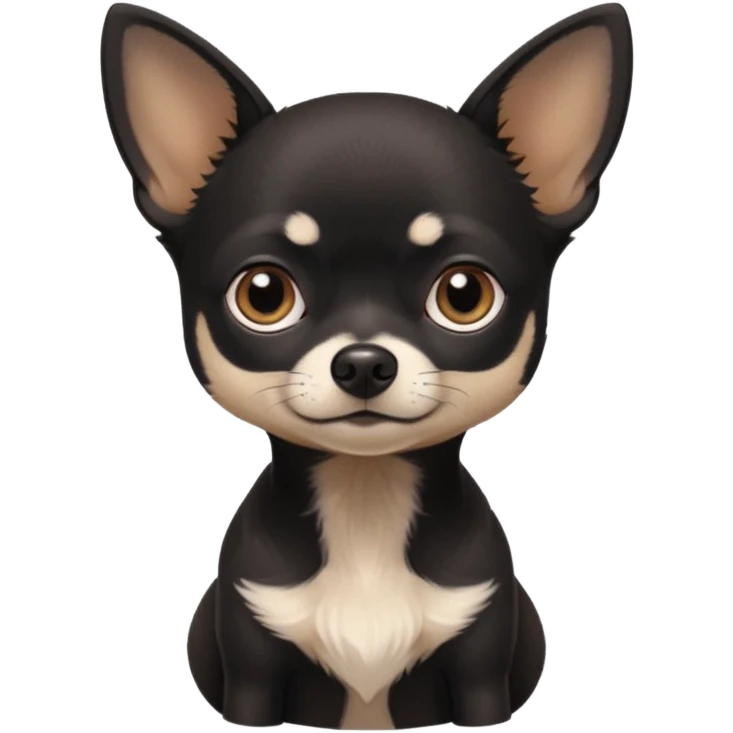 Very Dark black Chihuahua with white markings On the neck In Telegram style emoji