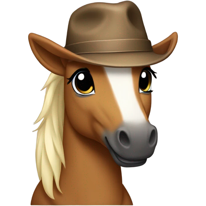 A pony with a hat emoji