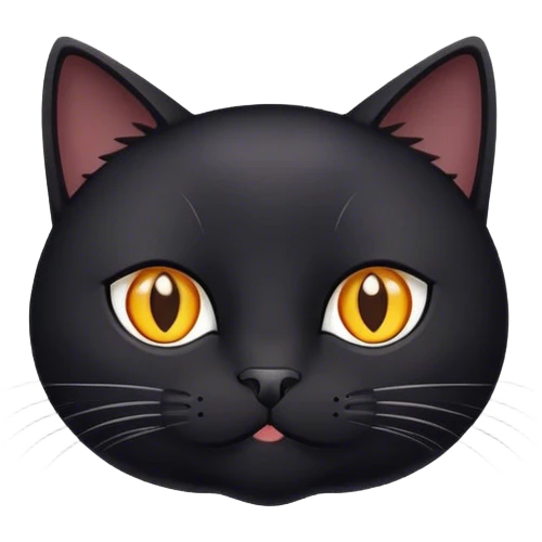 black cat white stomach brown eyes emoji