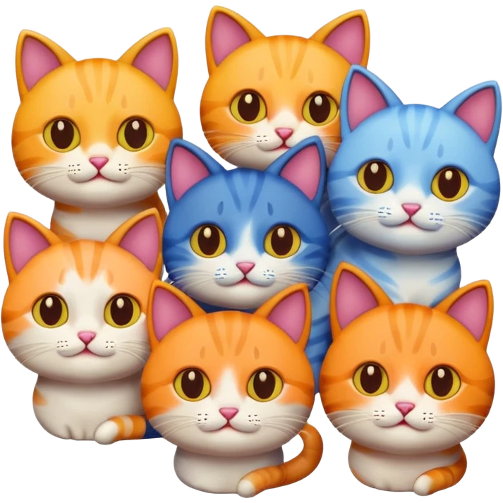 6 different colour cats emoji