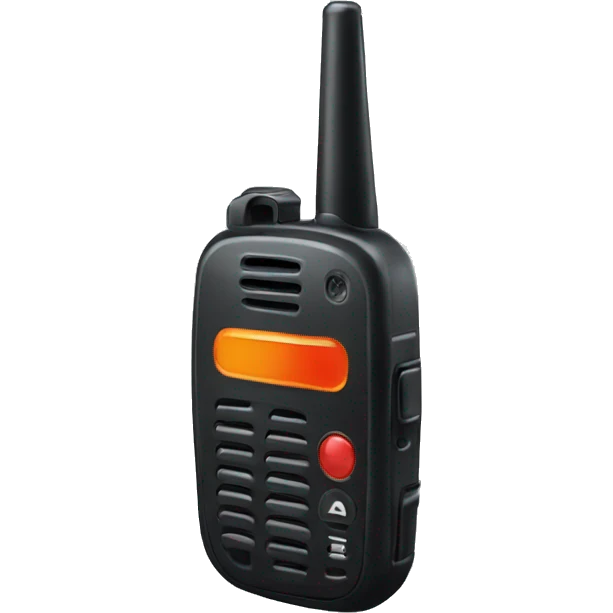 black walkie talkie with red-orange button on side emoji