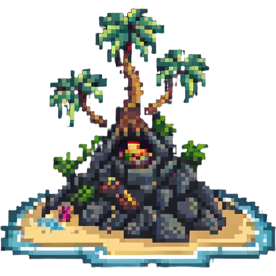 deserted island with treasure emoji