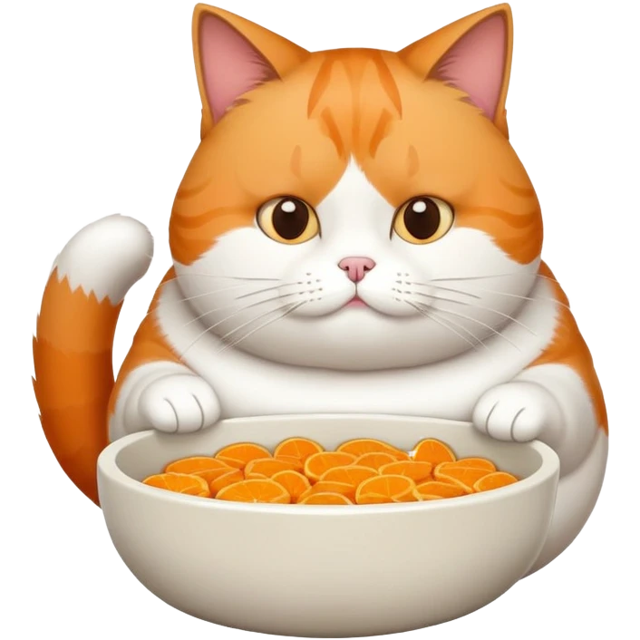 Fat cat eating from food bowl emoji