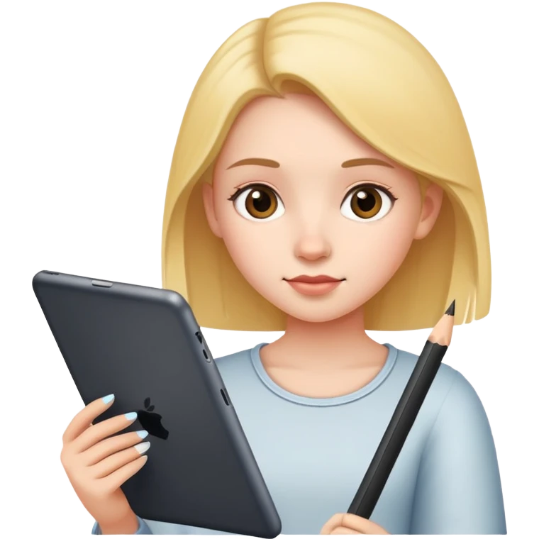 Girl with ipad and pencil emoji