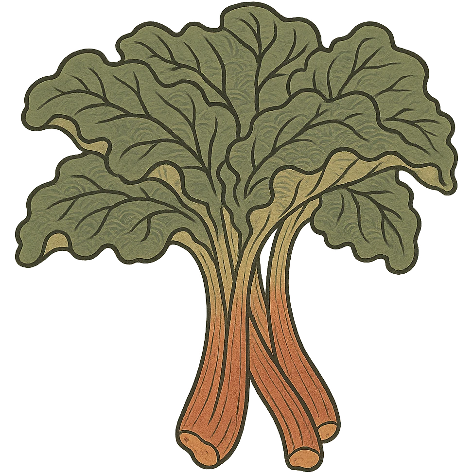 ukiyo-e style rhubarb, traditional Japanese illustration emoji