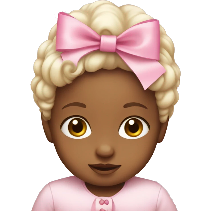 white baby wearing a pink bow emoji