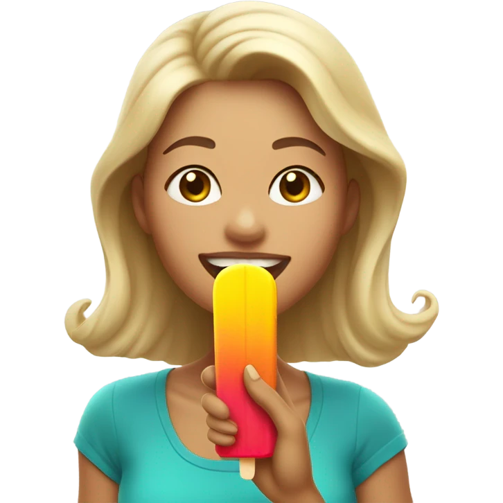 Woman eating popsicle  emoji