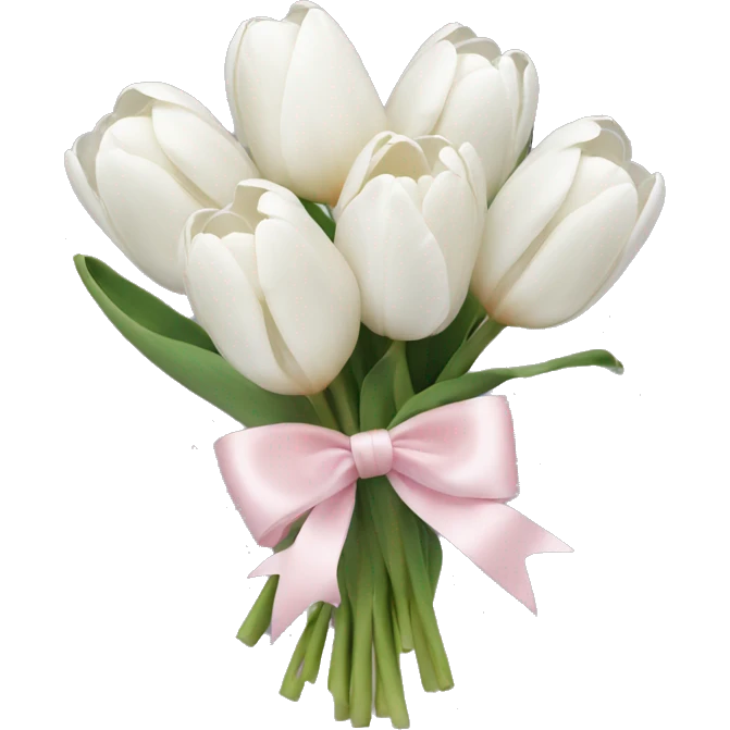 White tulips bouquet with light pink bow  emoji