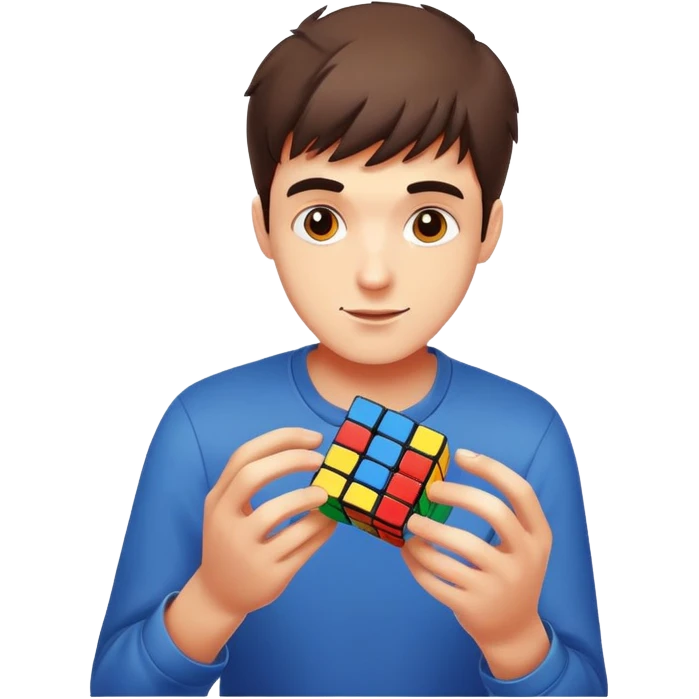 A guy solving a Rubik's cube emoji