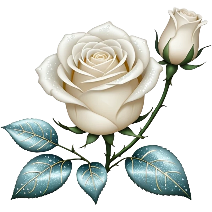 Glitter White Roses emoji