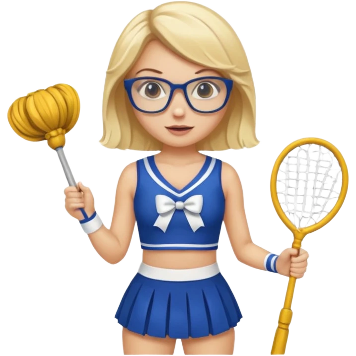  Sexy Dominatrix blonde hair and glasses full body with whip in a cheerleaders outfit  emoji
