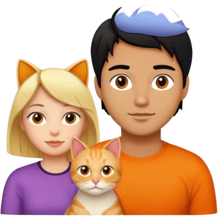 blond-hair-girl-and-black-hair-man-and-orange-cat emoji