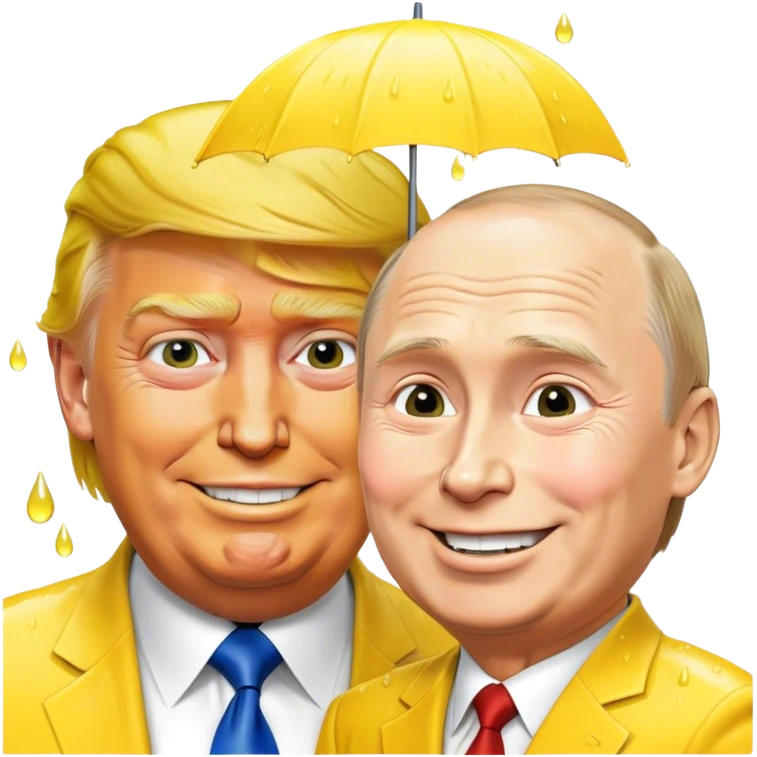 Trump soaked by yellow rain with Putin smiling  emoji