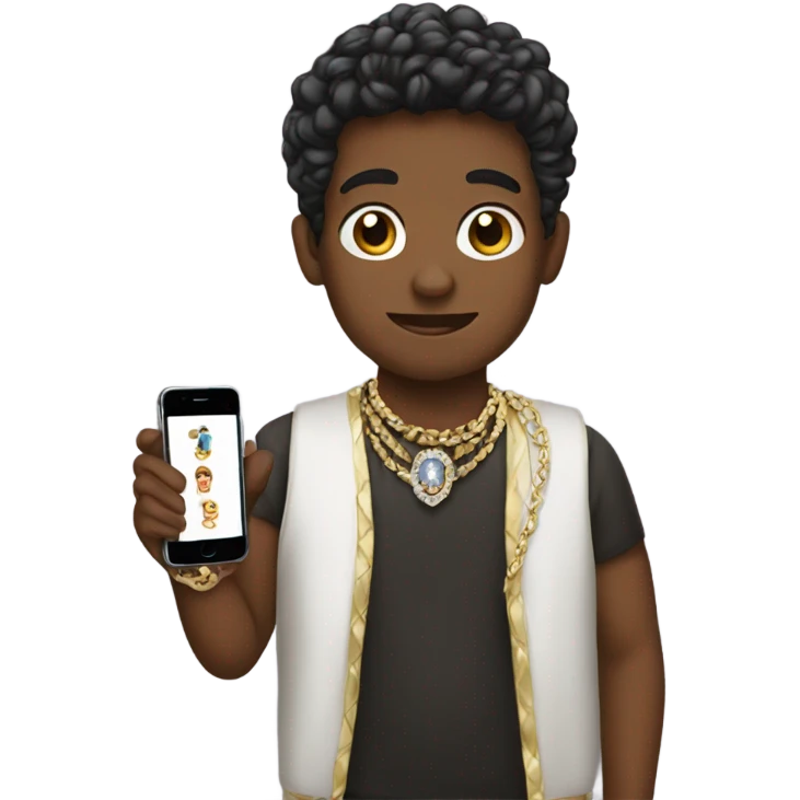 Boy with phone and jewelry emoji