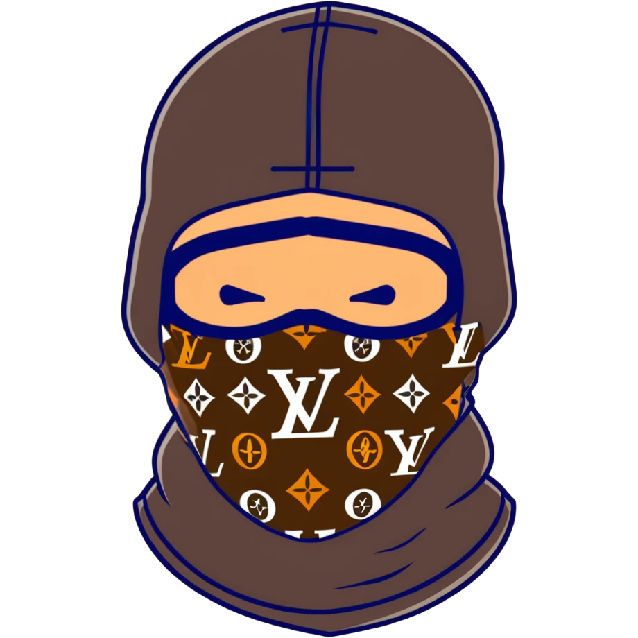 designer Louis Vuitton balaclava ski mask with the iconic brown LV monogram pattern emoji