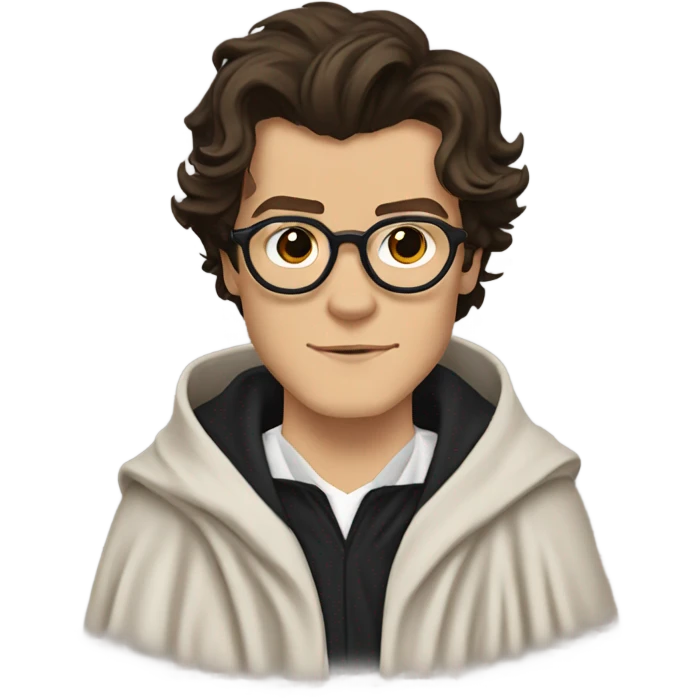 harry styles with a harry potter scar and glasses and wizards robes emoji