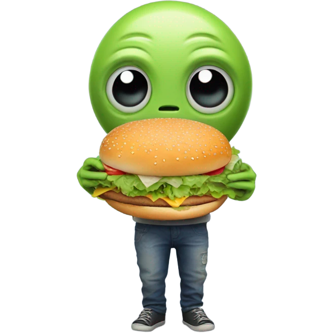 Alien eating burger emoji