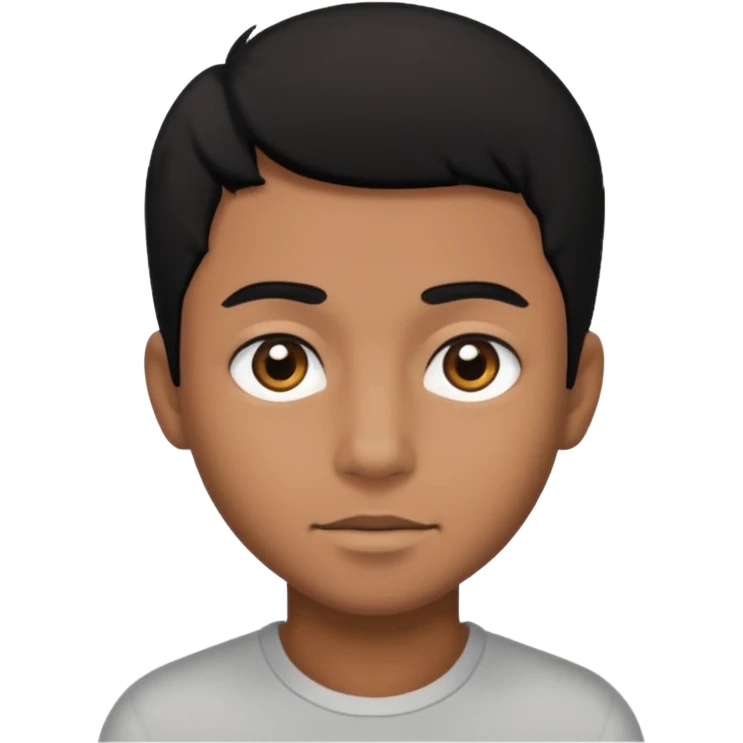 Dark brown boy, with black hair, black eyes emoji