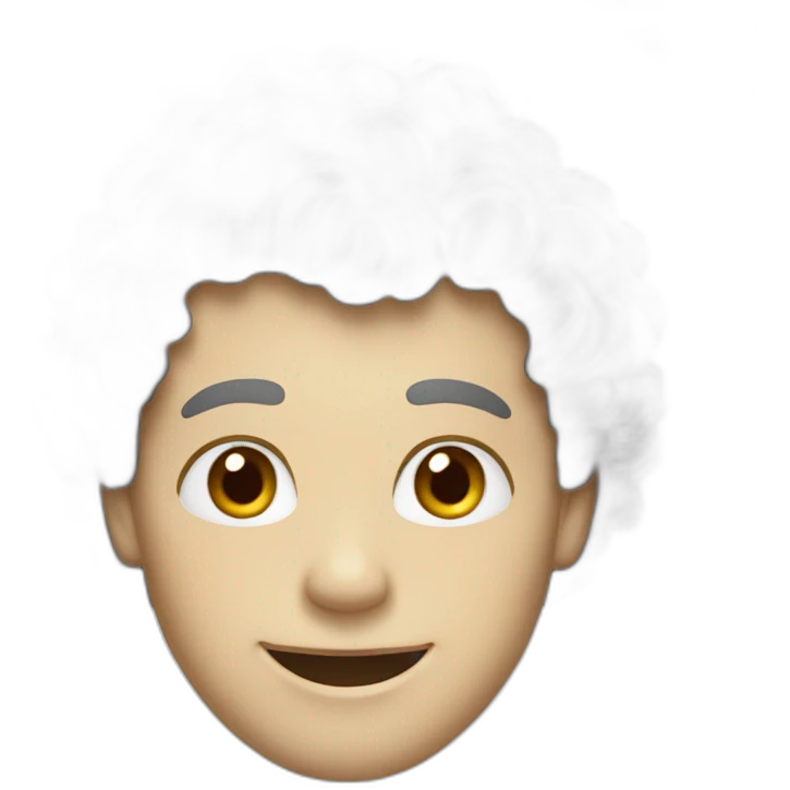 A man with white skin and curly hair and a smile emoji