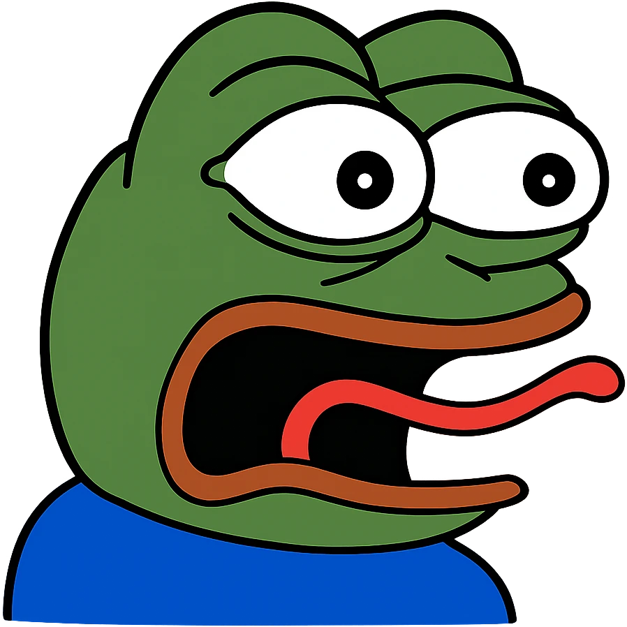 surprised Пэпэ meme with wide eyes and open mouth emoji