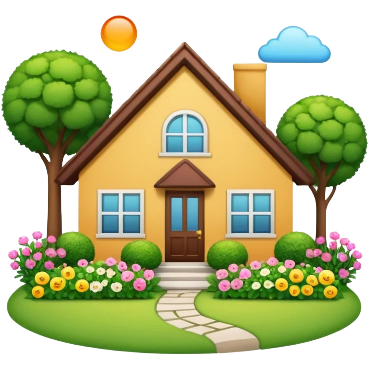 a home which has garden like and the home has slack emoji, emoji