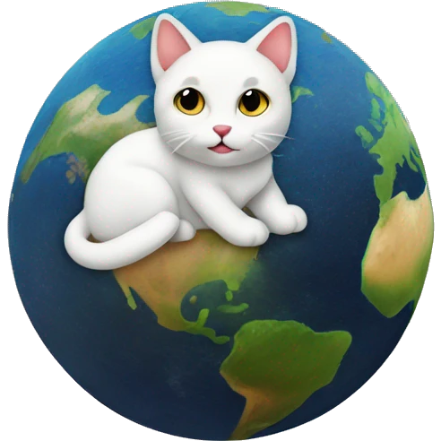 cat sitting on the earth planet globus emoji