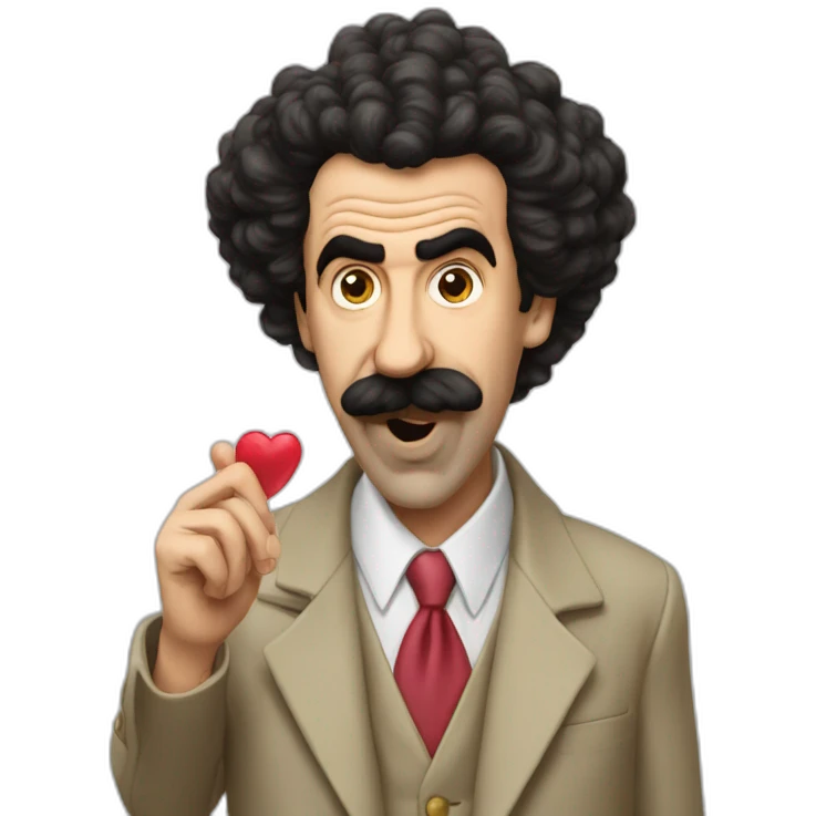 Borat blowing hearts emoji