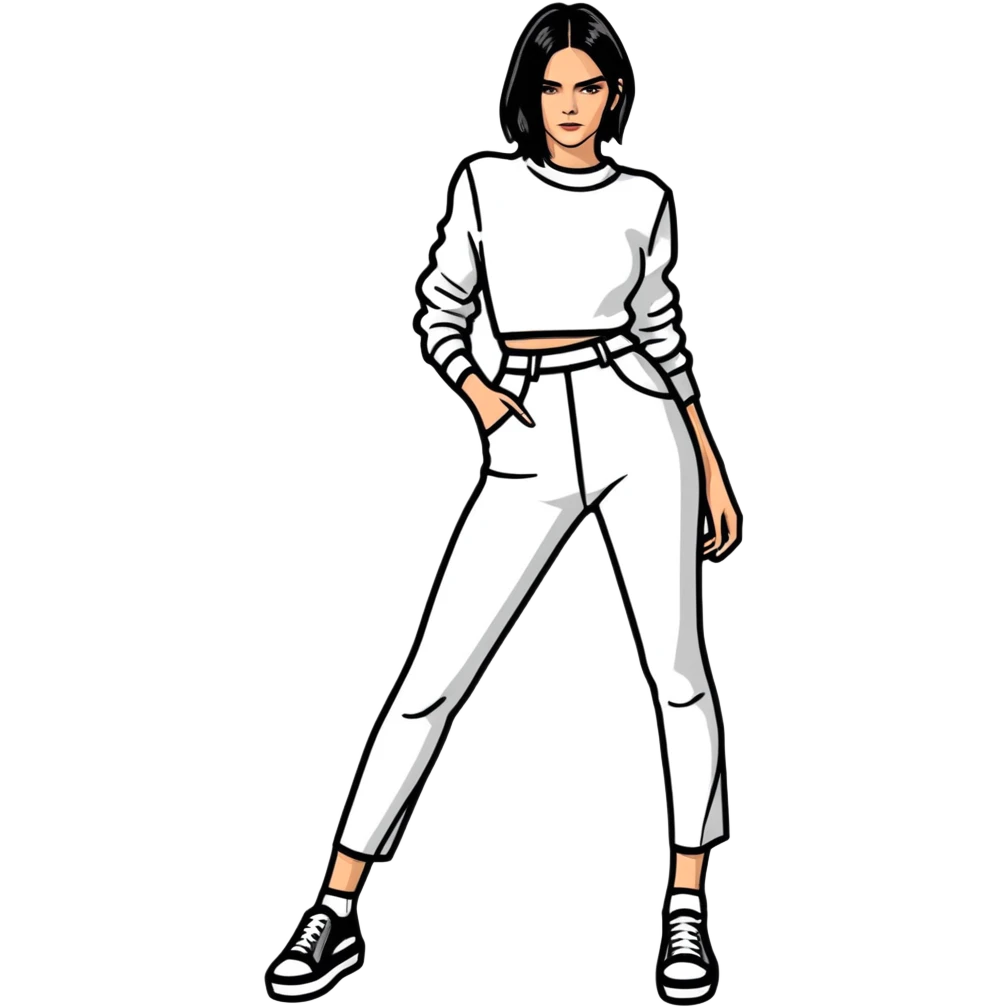 Kendall Jenner, fashion icon, stylish pose emoji