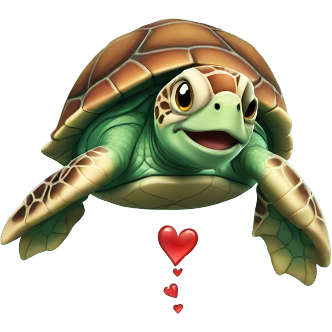 Sea turtle spitting hearts emoji