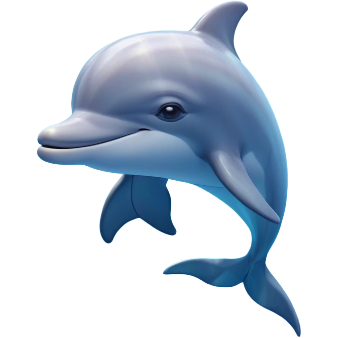 Cinematic Dreamy Dolphin Portrait Emoji, Floating serenely in a gentle sea of soft light, with a relaxed, streamlined body and half-closed, drowsy eyes that reflect a peaceful underwater lullaby, and a subtle, contented smile, Simplified yet irresistibly adorable features, highly detailed, glowing with a soft, dreamy aquatic radiance, high shine, calm and enchanting, stylized with an air of sleepy marine wonder, soft glowing outline, capturing the essence of a super cute dolphin that appears ready to drift into a sweet, soothing nap! emoji