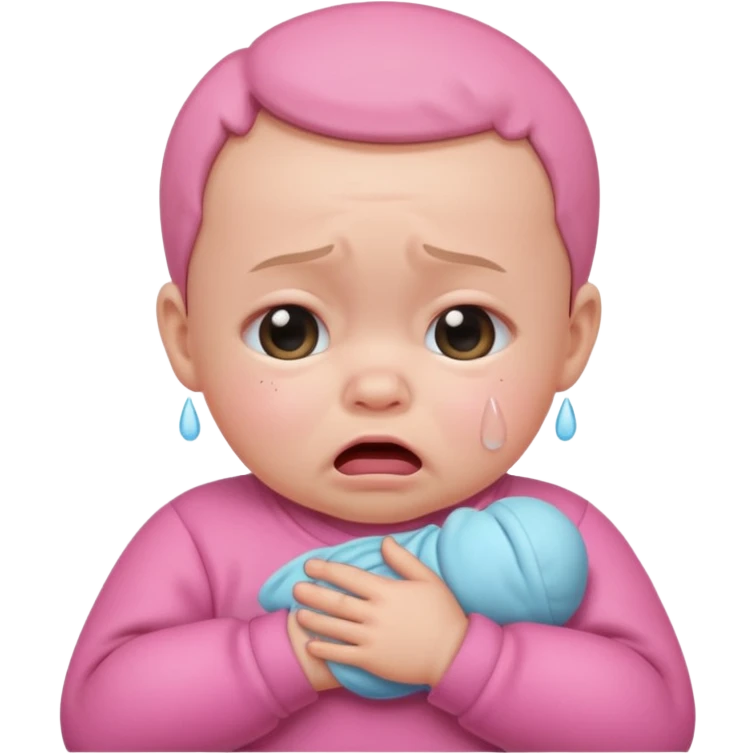 a portrait of crying baby , wearing pink clothes emoji