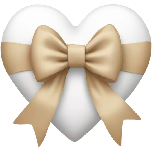 white heart with beige bow emoji