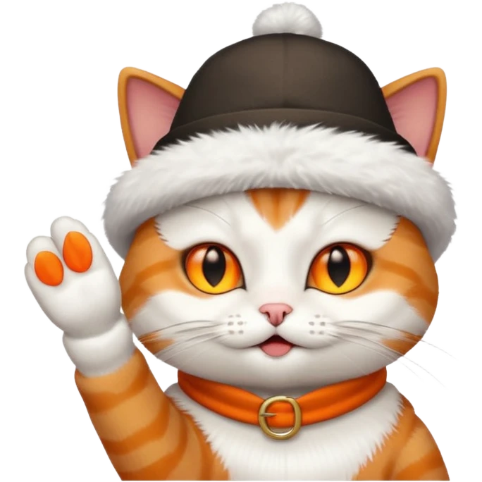 Cat with a hat flipping off emoji