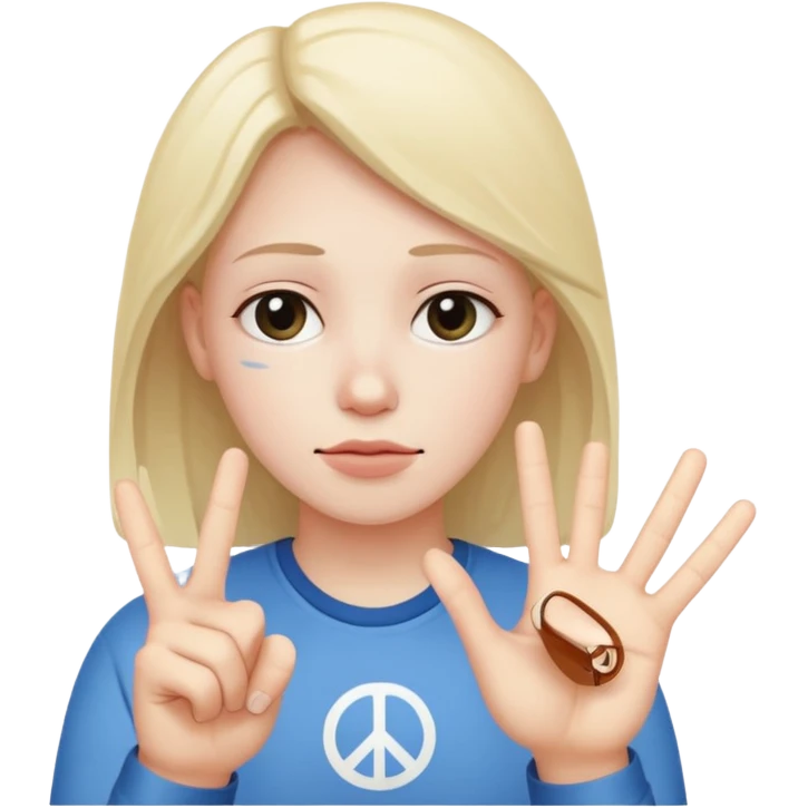 Sad face with the peace sign emoji