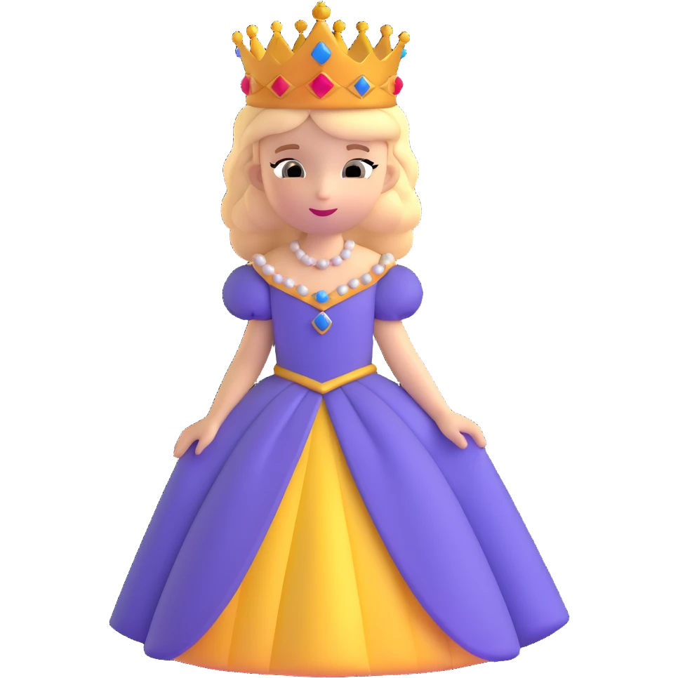princess with crown and royal dress emoji