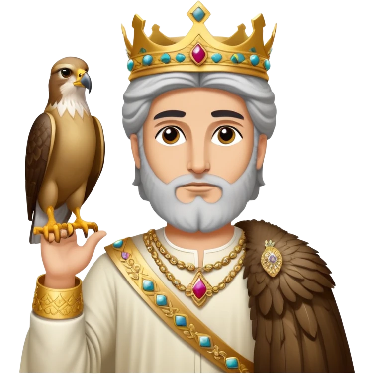 Cyrus the Great, with a falcon, Persian king, majestic emoji