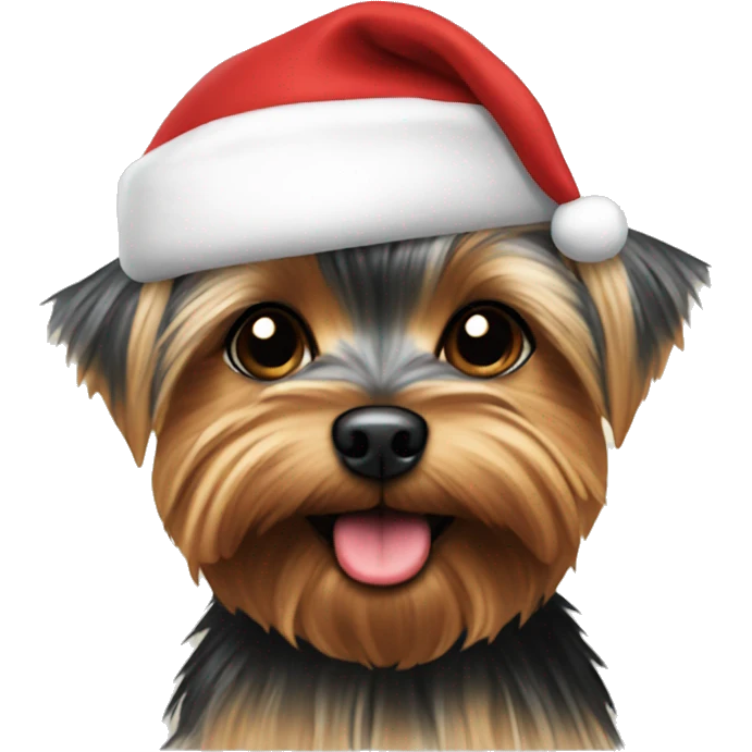Yorkie with Santa hat emoji