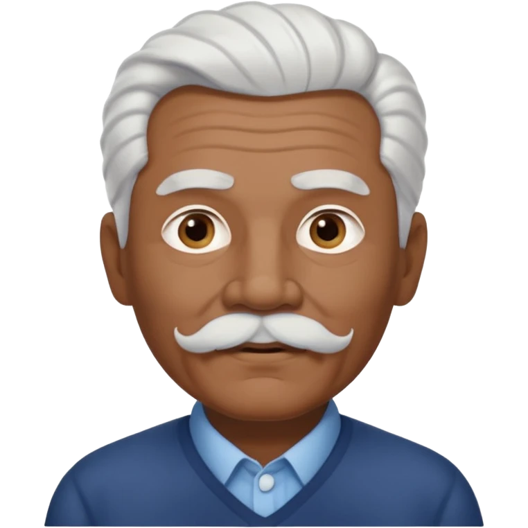 
An elderly man emoji with medium-dark skin tone, full white hair styled in thick, swept-back waves, thick white eyebrows, and a neatly groomed small white mustache. His face is clean-shaven aside from the mustache, giving him a tidy and classic look. emoji